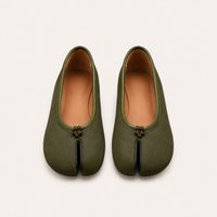Olive Green Tabi Mary Jane Flats