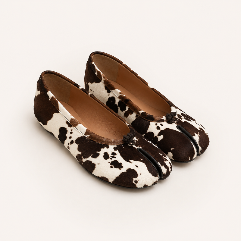 Cow Print Tabi Mary Jane Flats
