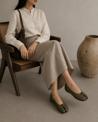 Olive Green Tabi Mary Jane Flats