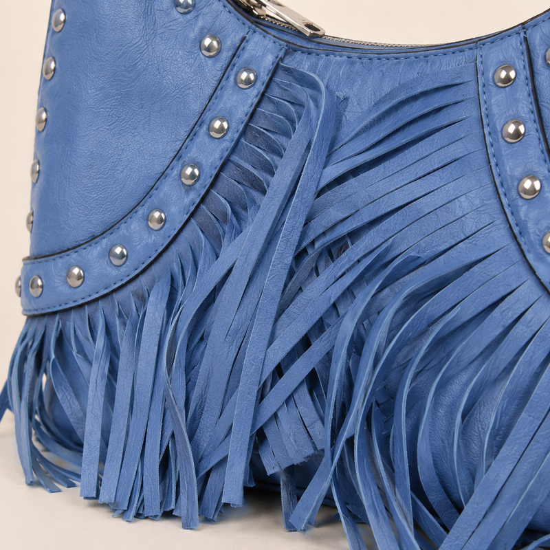 The Ida Blue Fringe Bag