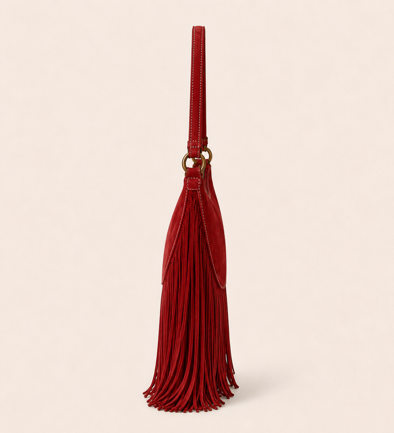 The Oskan Fringe Bag in Rouge