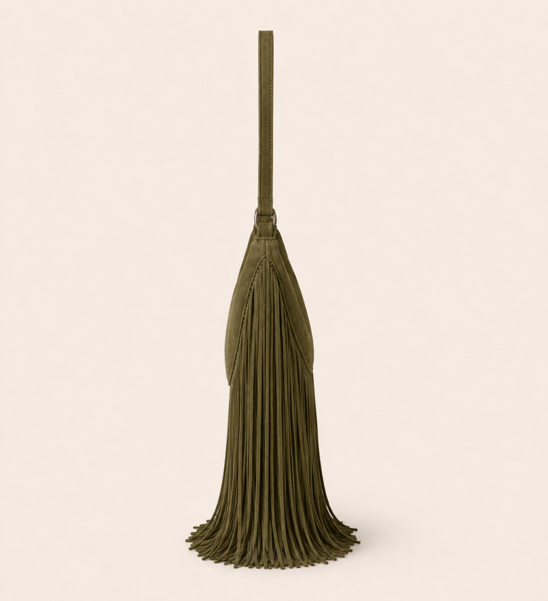 The Oskan Fringe Bag in Earth Green