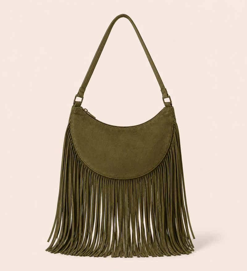 The Oskan Fringe Bag in Earth Green