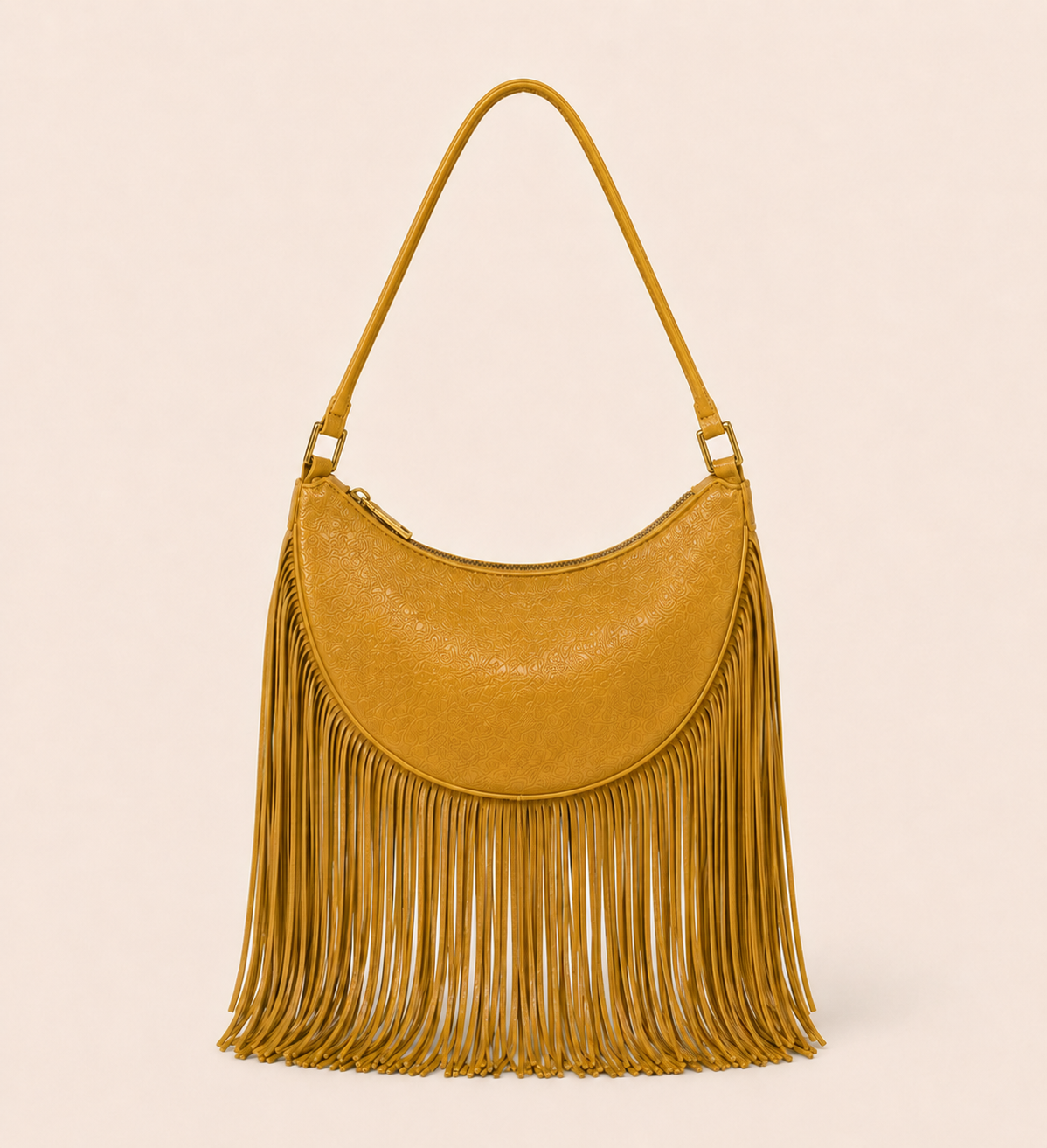 The Oskan Fringe Bag in Mustard
