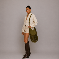 The Oskan Fringe Bag in Earth Green